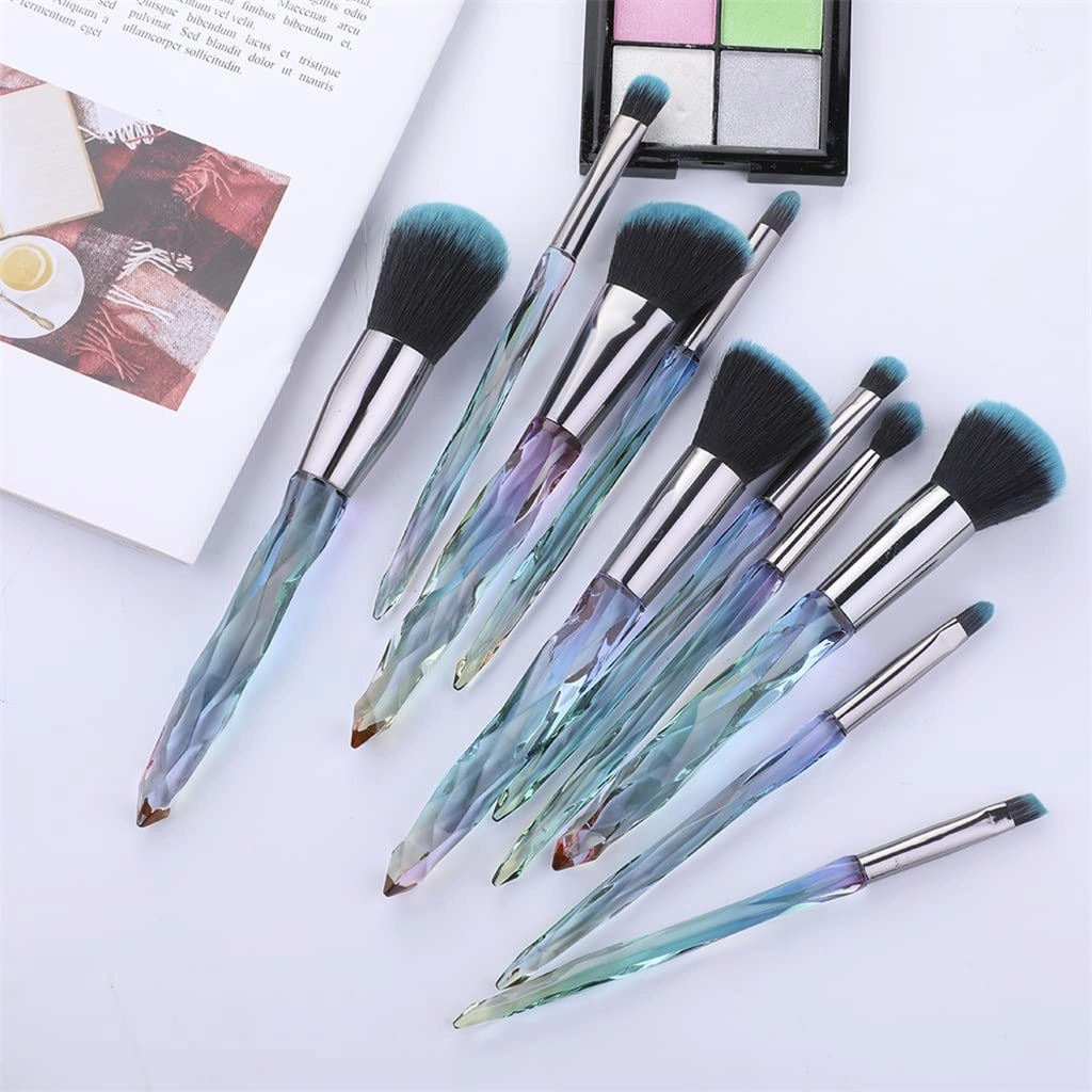 10 Pieces Professional Makeup Brush Set Cosmetics Blush Foundation Brush Eye Shadow Lip Brow Makeup Brush Set(Black)