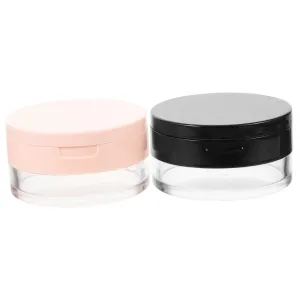 2pcs Refillable Loose Powder Containers Travel Powder Box Puff Makeup Storage for Blush Glitter and Setting Convenient for Home Travel