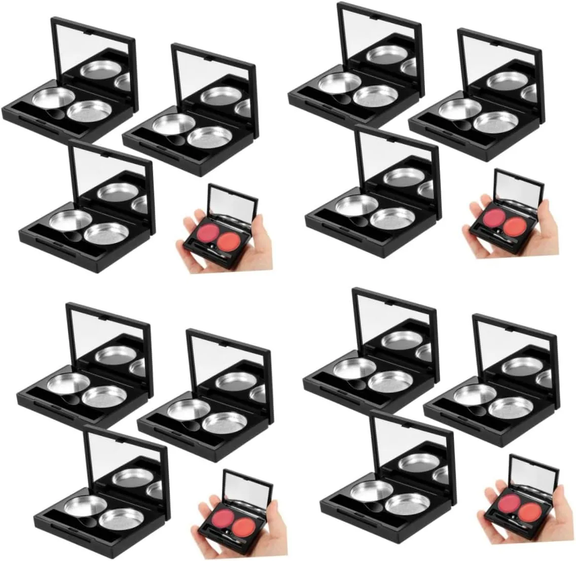 3 Sets Portable Eyeshadow Cases Refillable Empty Eyeshadow Boxes for Makeup Organization Compact Design for Travel for Creams and Powders