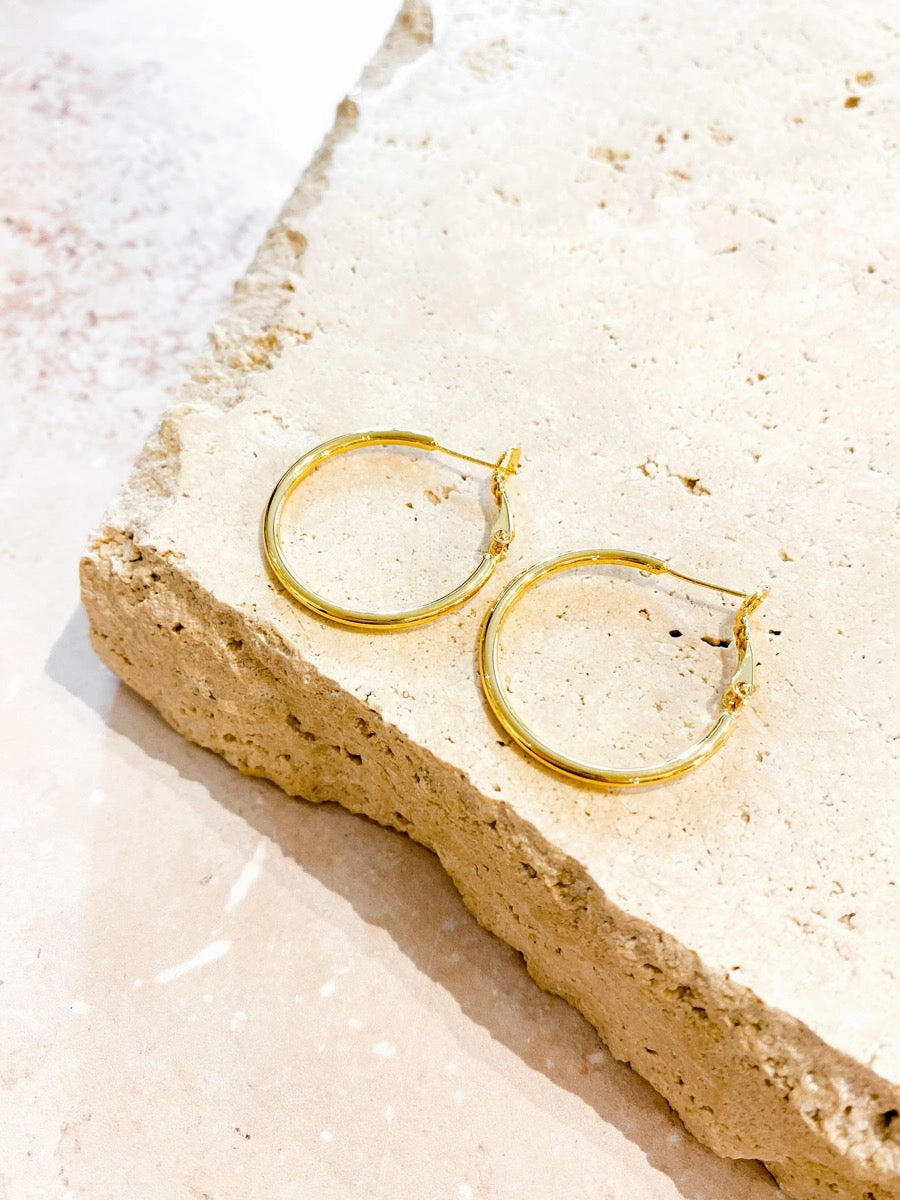 30mm Classic 18K Gold Plated Hoops