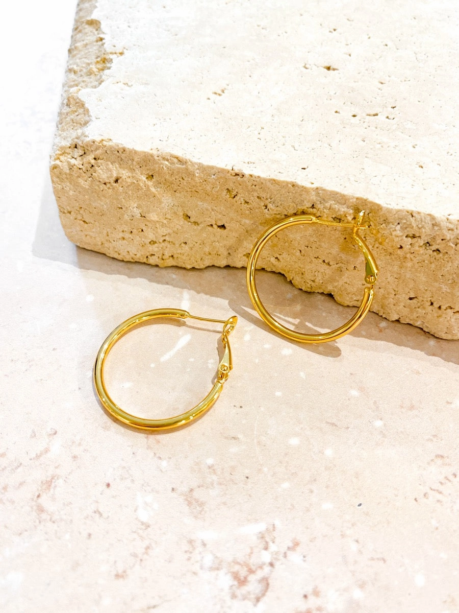 30mm Classic 18K Gold Plated Hoops