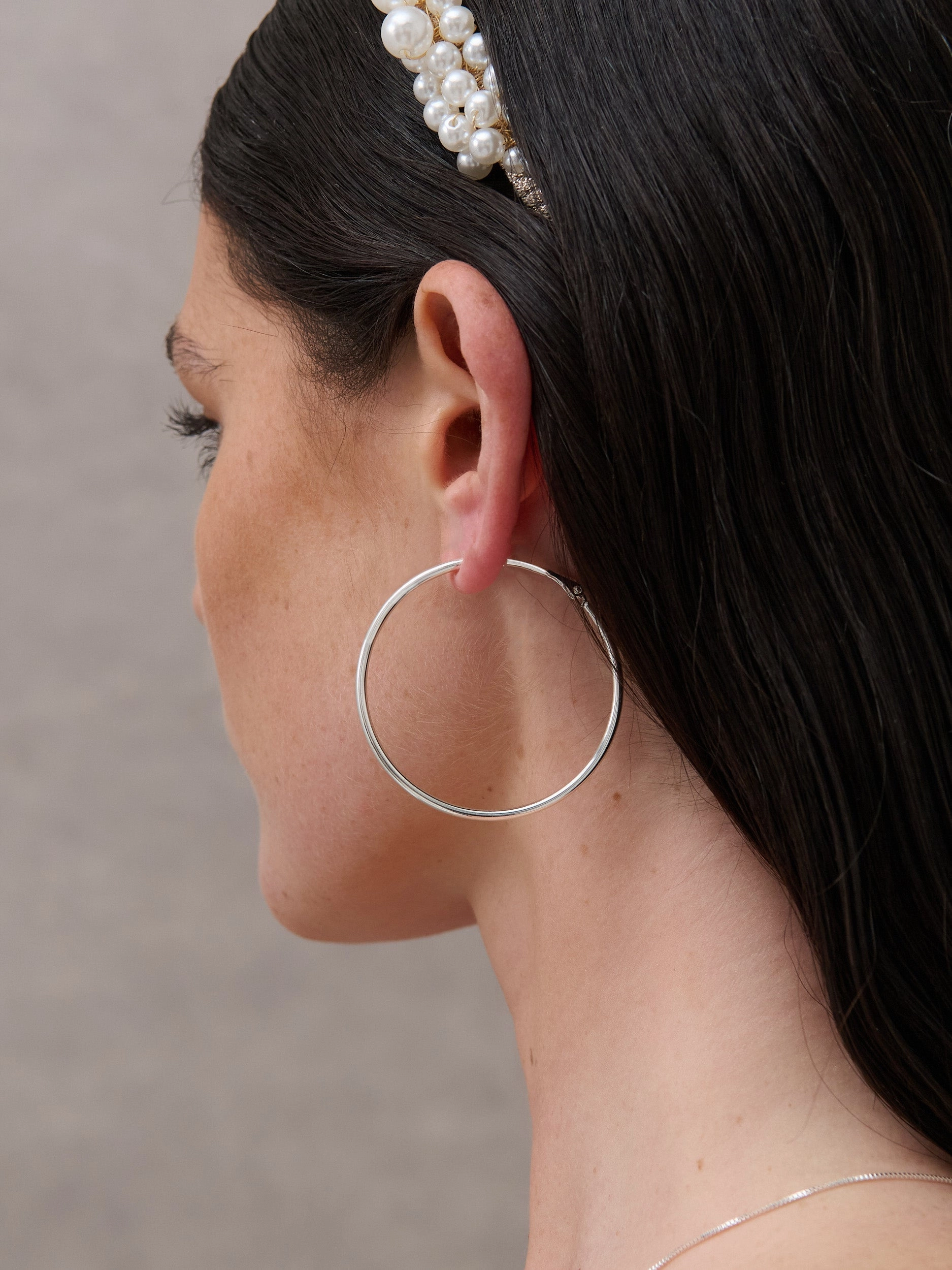 50mm Classic Sterling Silver Plated Hoops