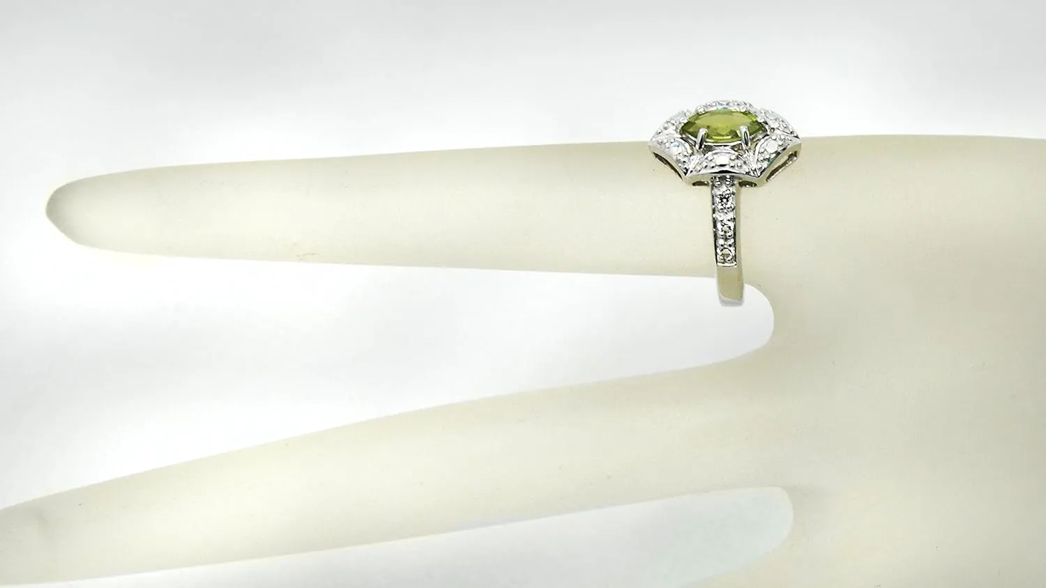 925 Sterling Silver Ring Genuine Gems Marquise 8x4 and Round Gems Accented, 0.70 Carat with Rhodium-Plated Finish