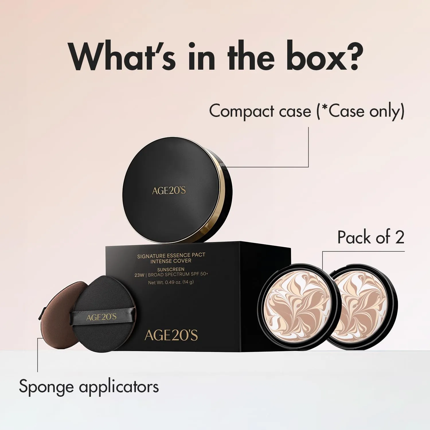 AGE20'S Signature Essence Pact SPF 50  | Pack of 2 | 21 Light Beige | Cream Foundation, Dewy Finish, Natural Coverage | Korean Cushion Foundation