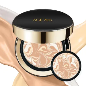 AGE20'S Signature Essence Pact SPF 50  | Pack of 2 | 21 Light Beige | Cream Foundation, Dewy Finish, Natural Coverage | Korean Cushion Foundation