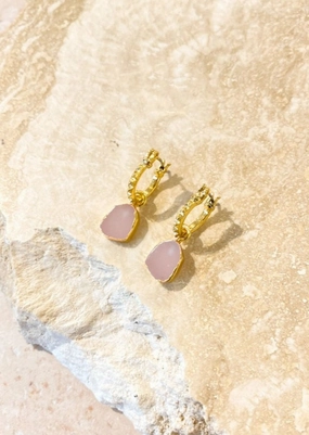 Airin Stone Gold Plated Earrings Pink
