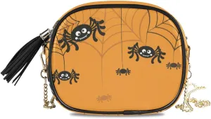 ALAZA Spider Web Halloween Symbols Shoulder Crossbody Bag With Metal Chain Strap for Women Girl
