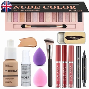 All in One Makeup Set 12 Colors Eyeshadow Palette Matte Foundation Face Primer (UK ONLY)