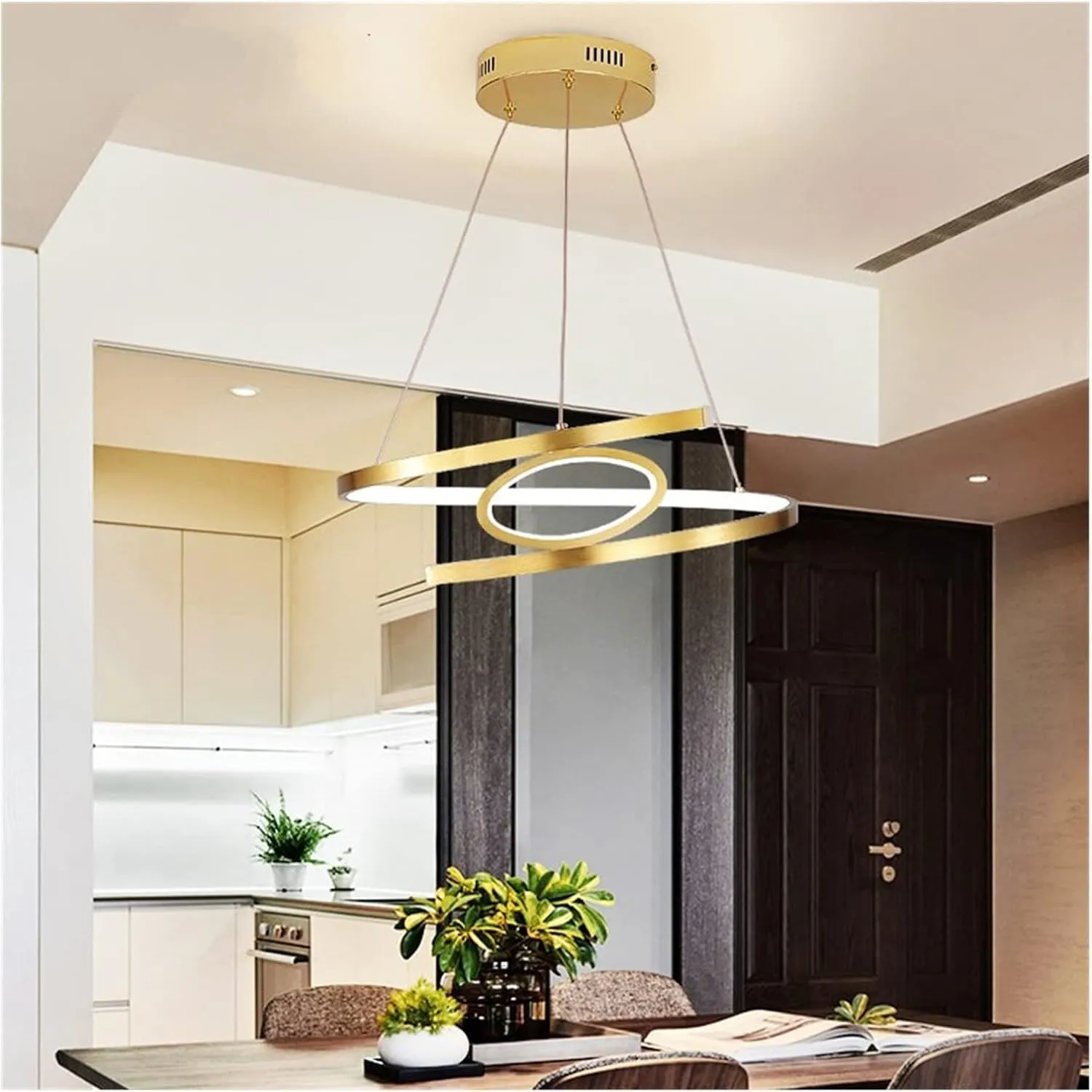 Aluminum Pendant Lights Bar Dining Room Lamp Fixtures Modern LED Light Gold Hanglamp Compatible with Living Room Bedroom Lustre Pendente Ceiling Chandelier,Hanging Light(D45)
