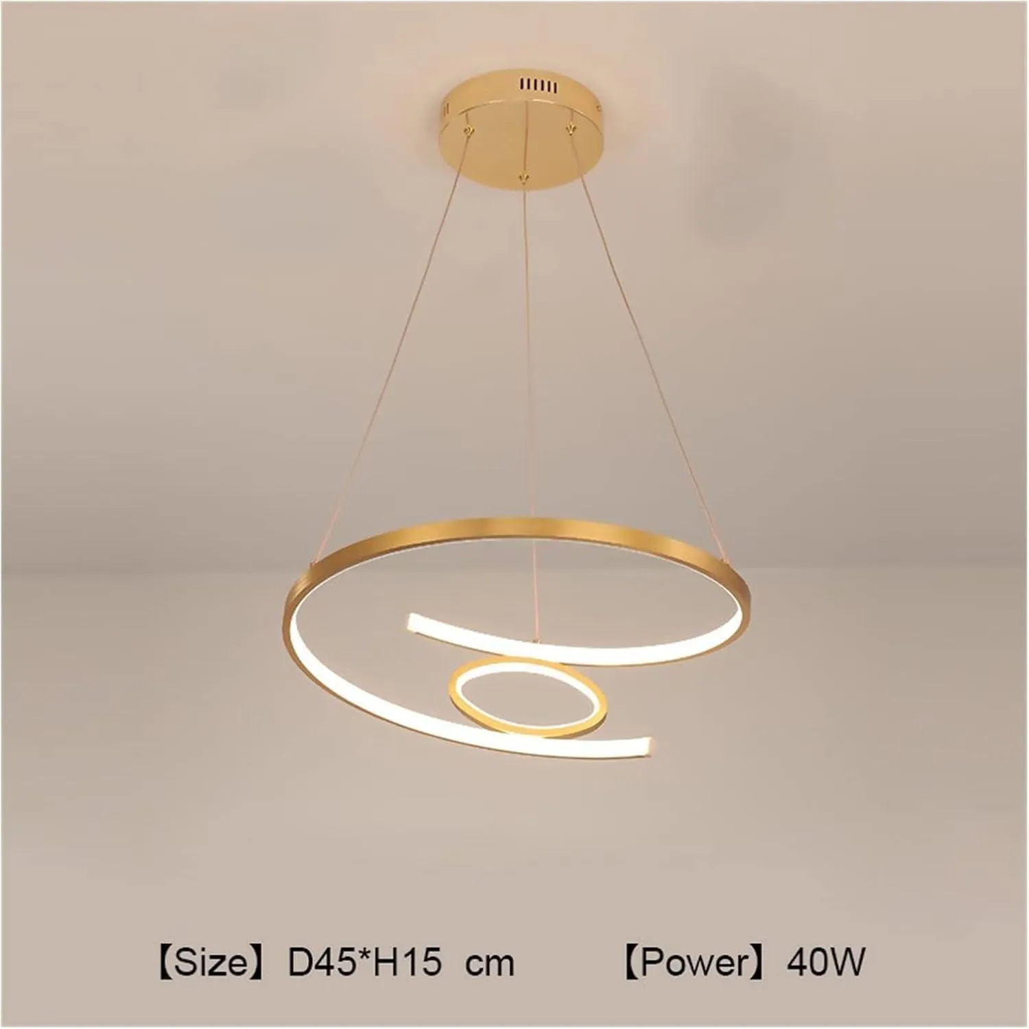 Aluminum Pendant Lights Bar Dining Room Lamp Fixtures Modern LED Light Gold Hanglamp Compatible with Living Room Bedroom Lustre Pendente Ceiling Chandelier,Hanging Light(D45)