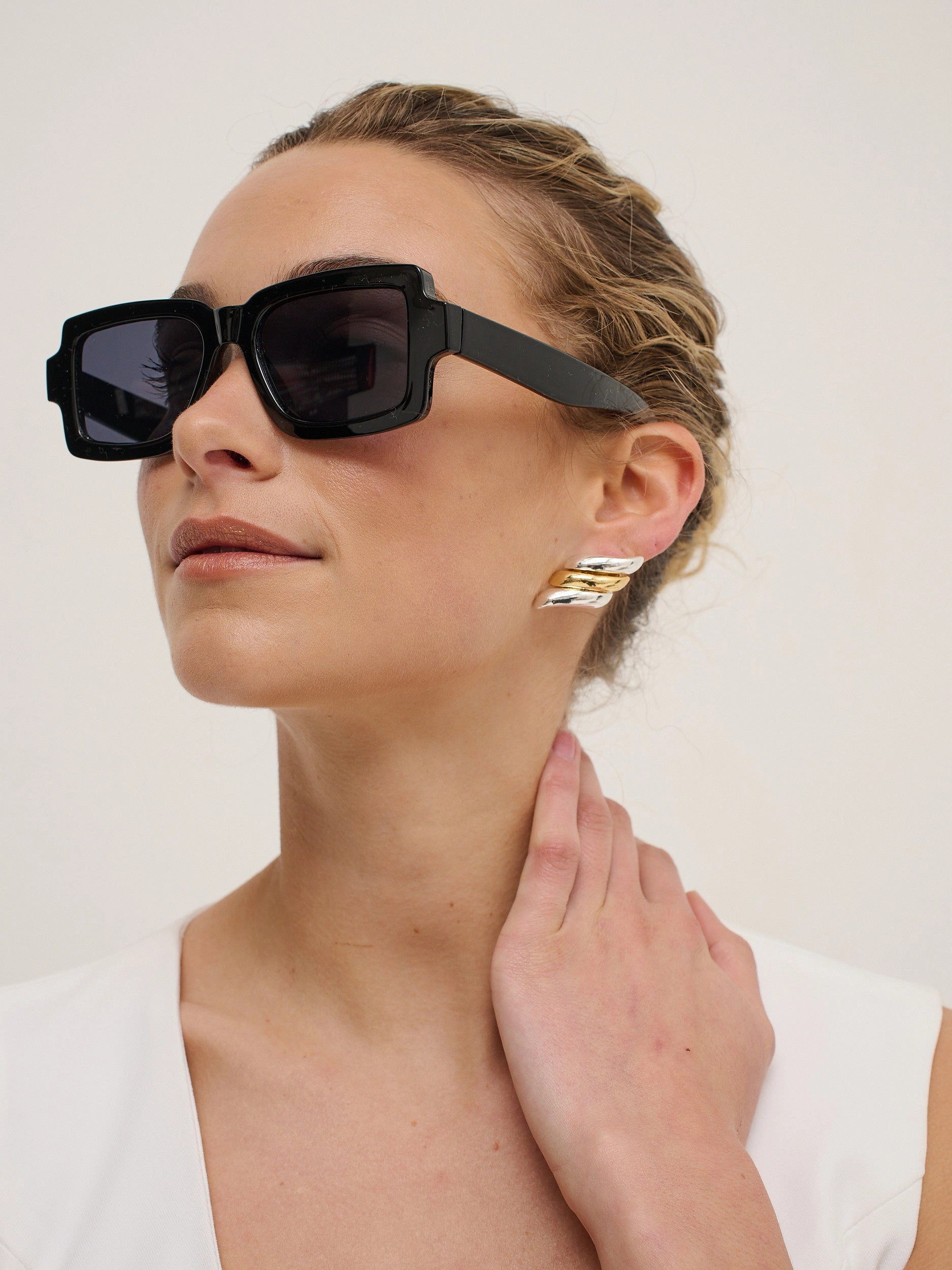 Angel Duotone Plated Statement Earrings