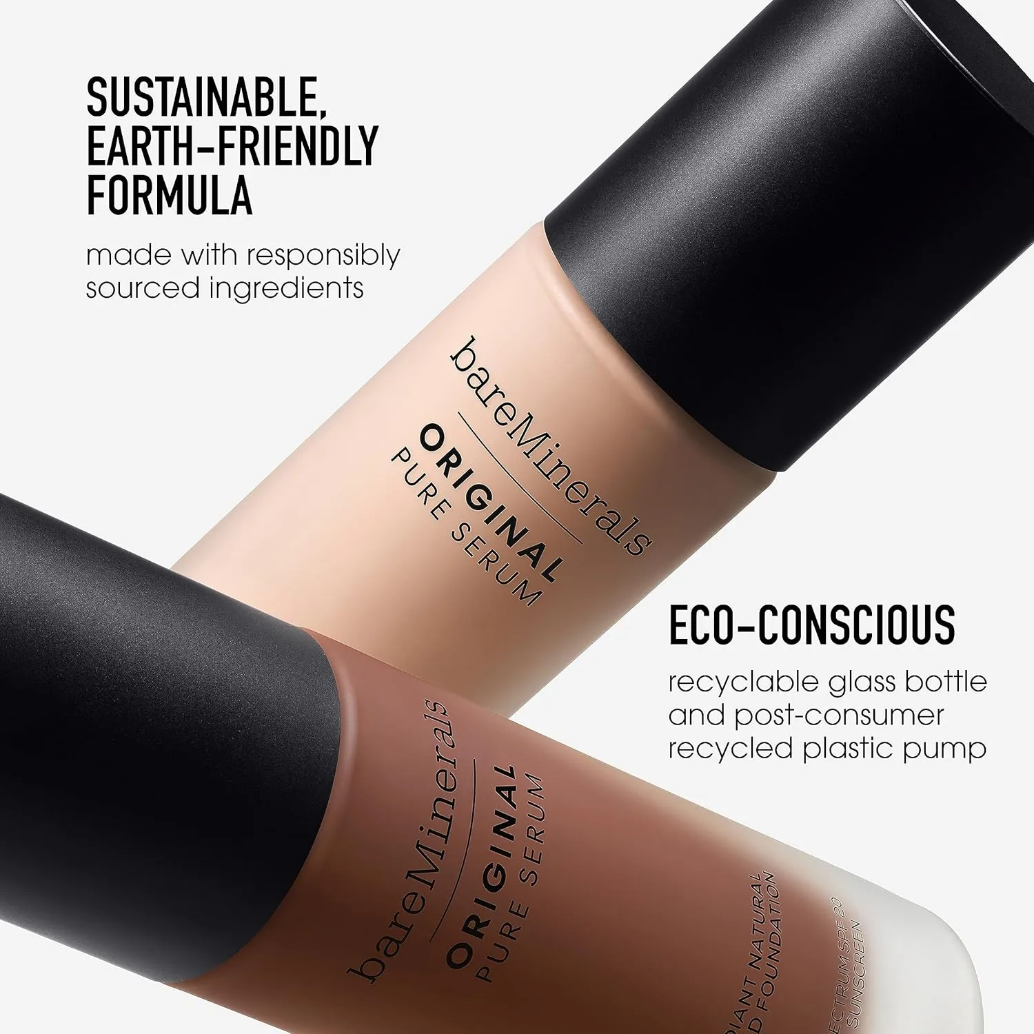 bareMinerals Original Pure Serum Radiant Natural Liquid Foundation Mineral SPF 20, Hydrating Skin Tint, Dewy Finish, Lightweight, Medium Coverage, Non-Comedogenic, Vegan