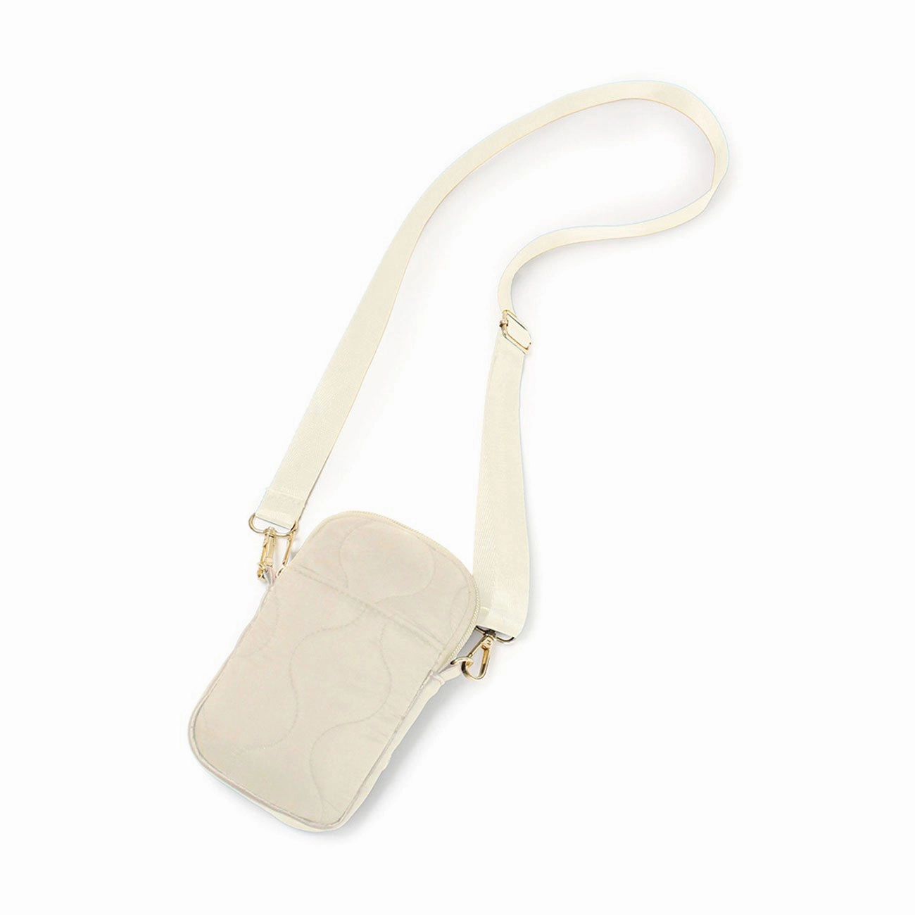 Beige Wave Quilted Mini Crossbody Bag