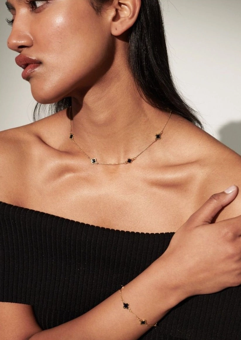 Black Clover Gold Plated Necklace