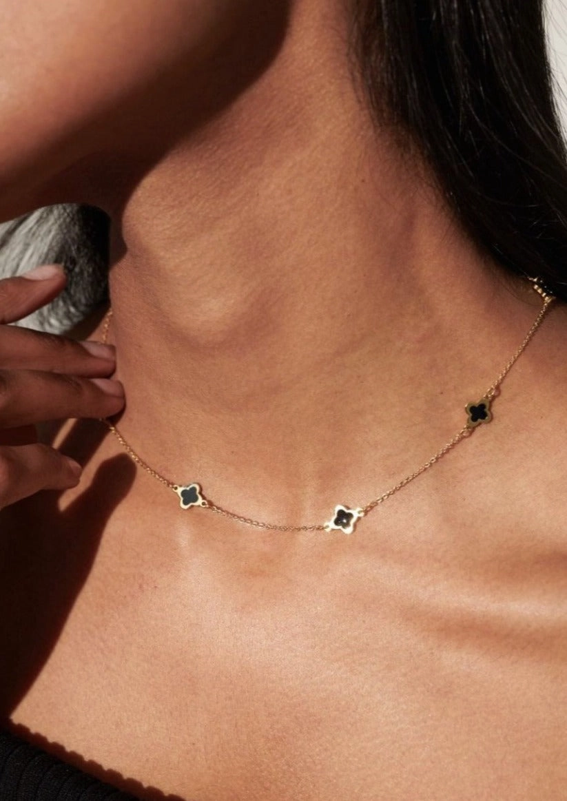 Black Clover Gold Plated Necklace