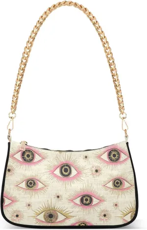 Blush Gold Mysterious Eyes trendy chain bag for women leather shoulder hand bag for traveling