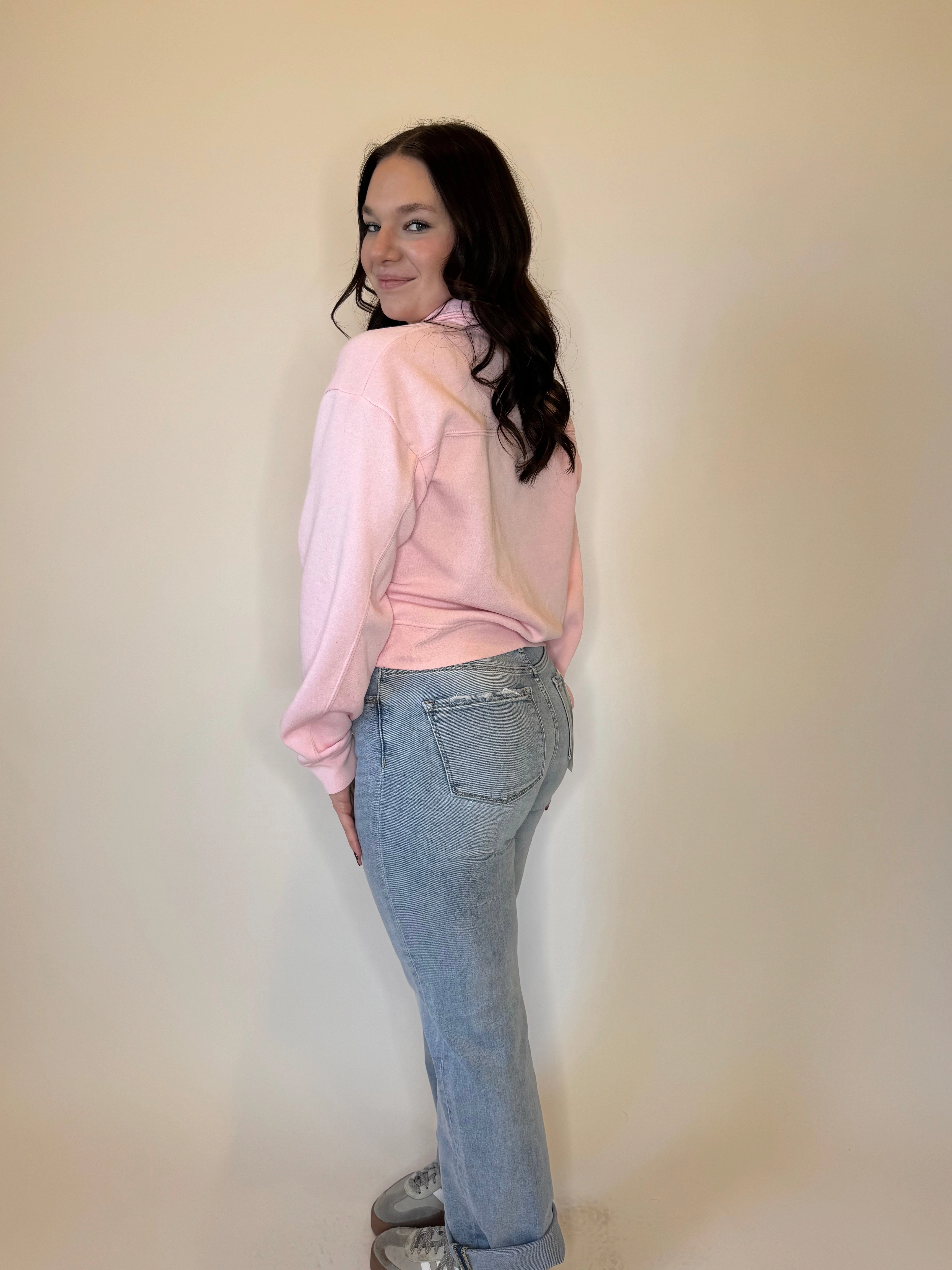 Blush Breeze Quarter Zip Sweatshirt - Pink
