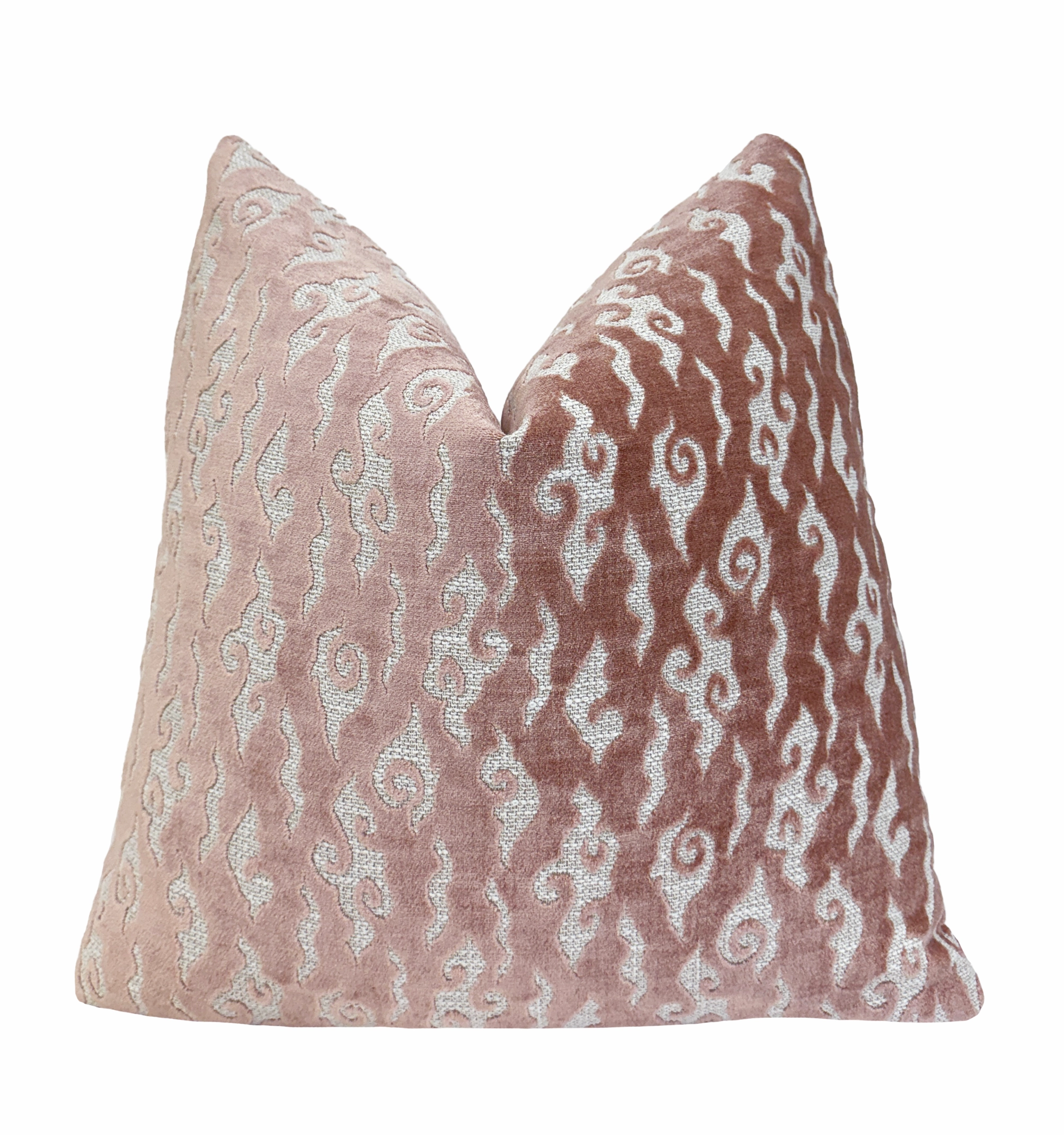 Blush Pink Swirl Velvet Throw Pillow
