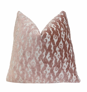 Blush Pink Swirl Velvet Throw Pillow