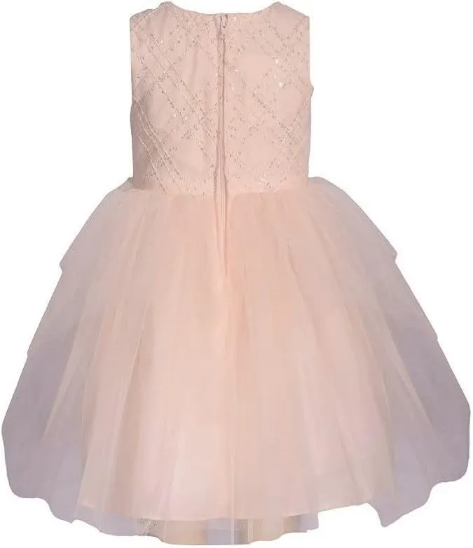 Bonnie Jean Girls 2T-16 Pink Tulle Ivory Embroidered Ballerina Dress