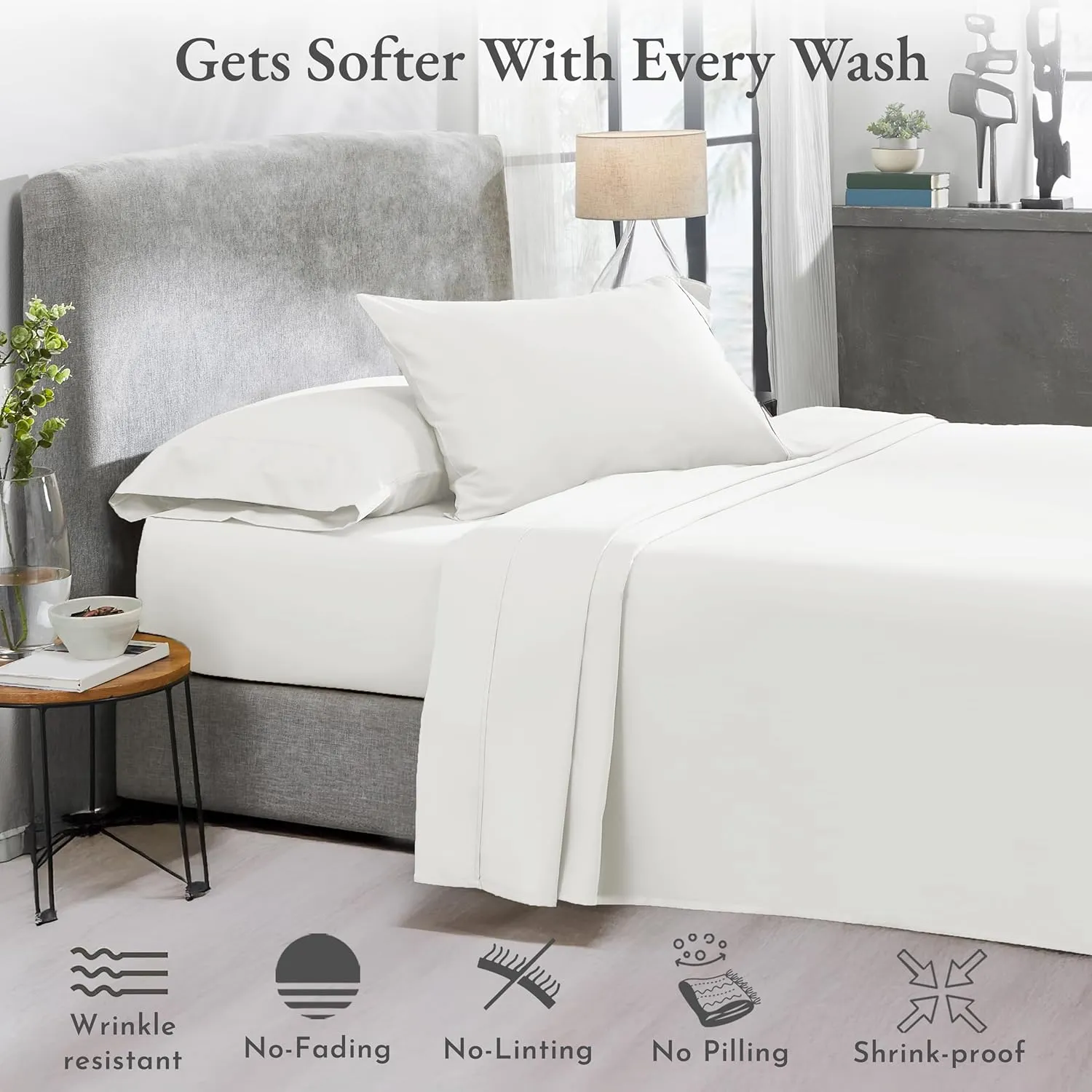 California Design Den 2-Pack Cotton Twin Sheet Sets - 400 Thread Count 100% Cotton Sateen - Extra Soft, Breathable & Cooling Sheets, Wrinkle Resistant, 2 Sets of Deep Pocket Bed Sheets - Pale Ivory