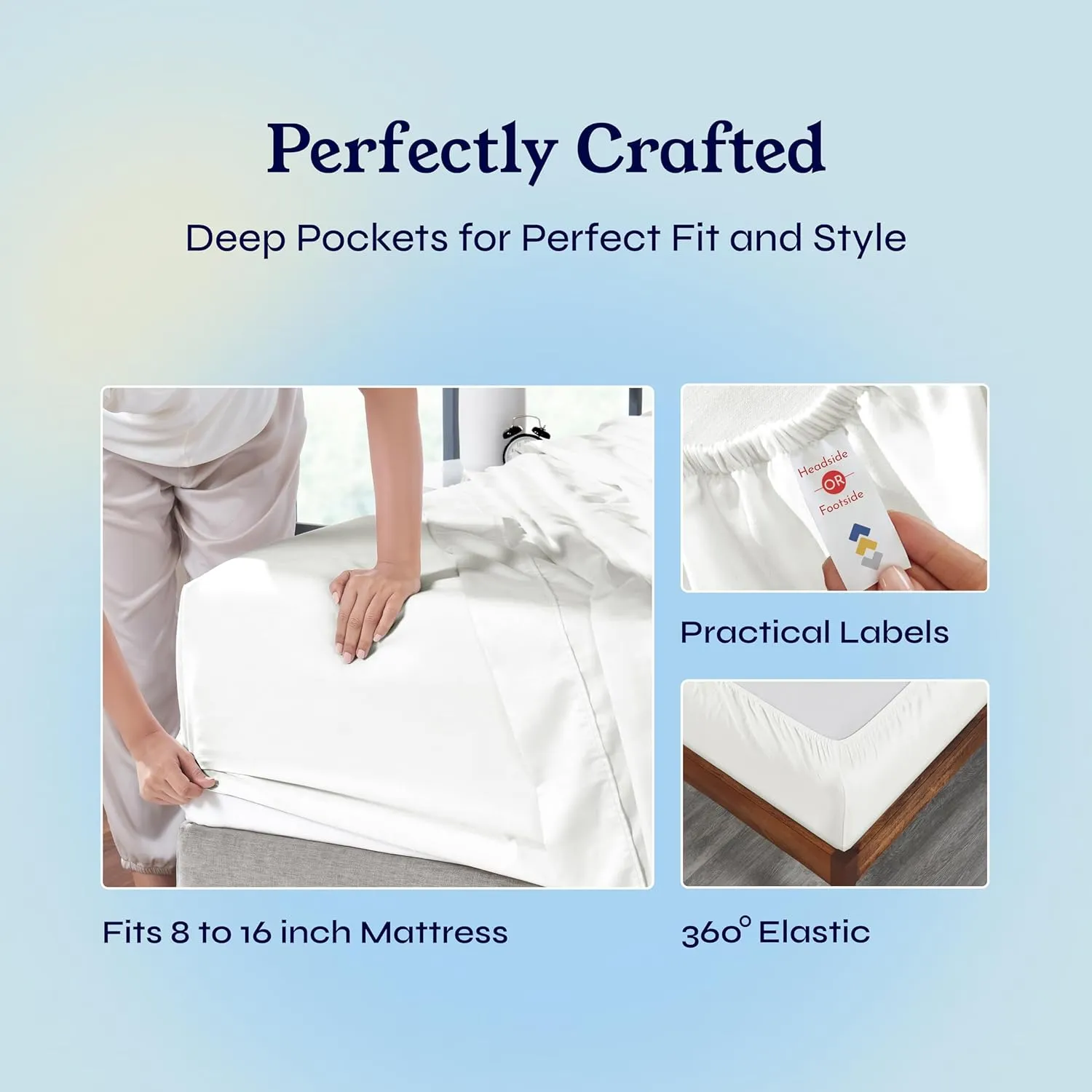 California Design Den Natural 100% Cotton Sheets for Queen Size Bed - Soft 400 Thread Count Sateen, Cooling Sheets,Deep Pockets with All Around Elastic for a Snug Fit, Durable Bedding Set - Pale Ivory