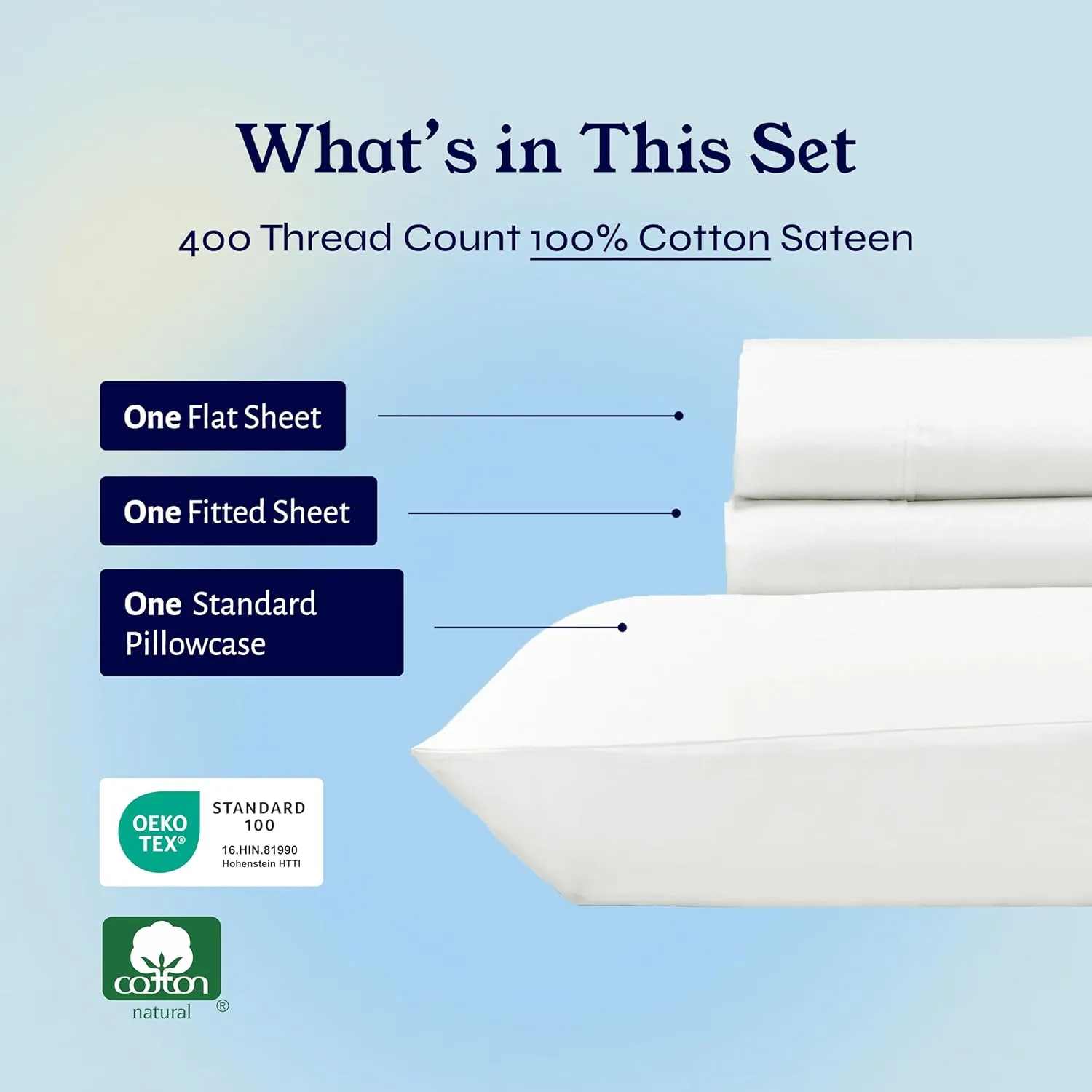 California Design Den Soft Twin Sheets Set - 400 Thread Count Sateen, Natural 100% Cotton Sheets, Deep Pockets, Cooling and Durable Bedding Set for Dorm Rooms & Adults - Pale Ivory