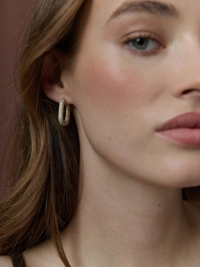 CAMILIE PAVE 18K GOLD EARRINGS - GOLD