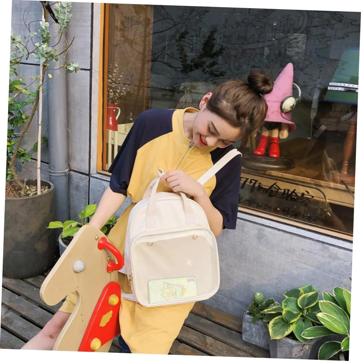 Candy Backpacks Pvc School Bag for Kids Students Storage Pockets Adjustable Straps