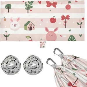 Cartoon Cute Blush Stripe Hammocks Backyard Hammock for Outside Patio Backyard Poolside