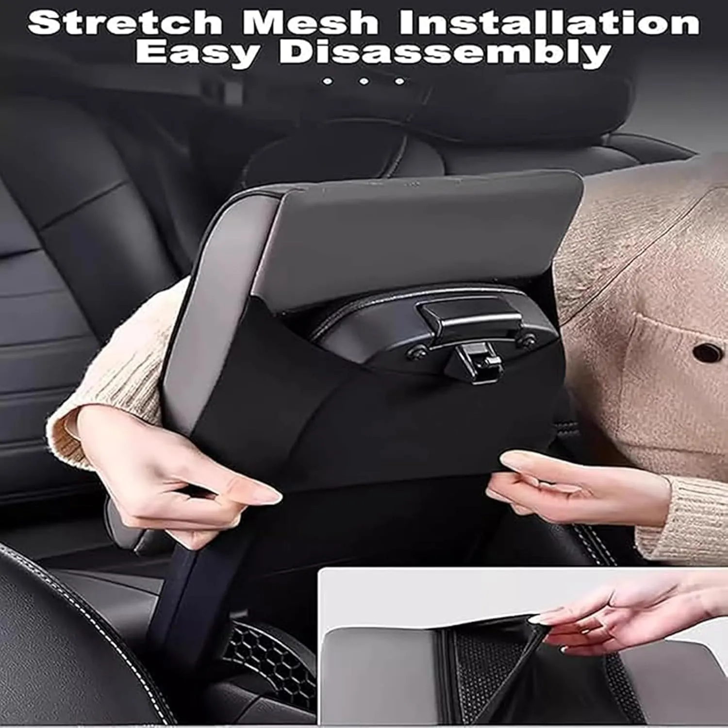 Center Console Cover for Ford C-MAX Flex Everest Territory Vertrek Escort, Universal Car Center Console Memory Foam Leather Armrest Cover Cushion with 2 Storage Bags, Yellow
