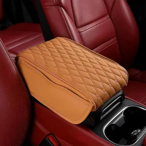 Center Console Cover for Ford C-MAX Flex Everest Territory Vertrek Escort, Universal Car Center Console Memory Foam Leather Armrest Cover Cushion with 2 Storage Bags, Yellow