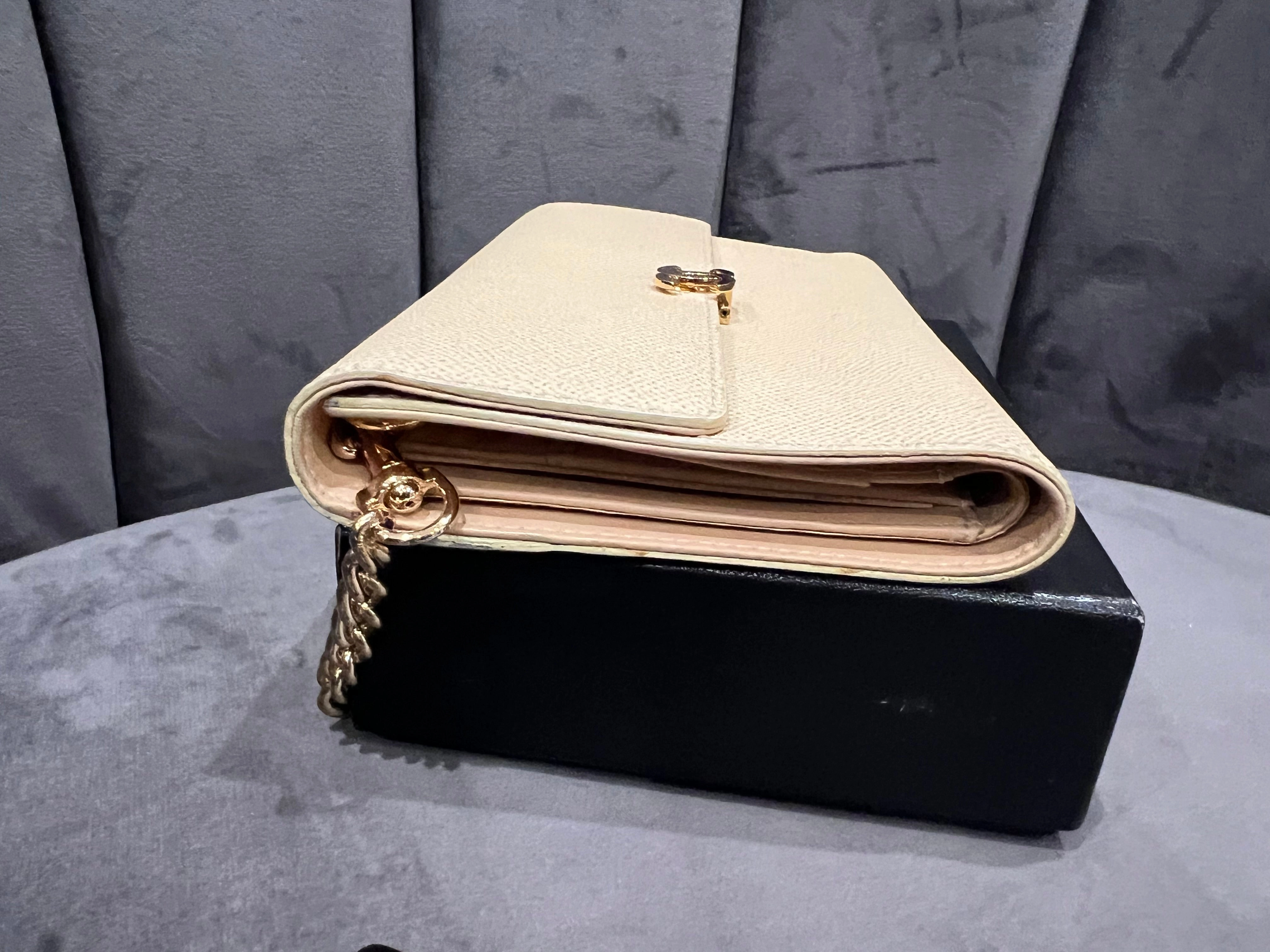 Chanel caviar beige clutch 24k gold hardware