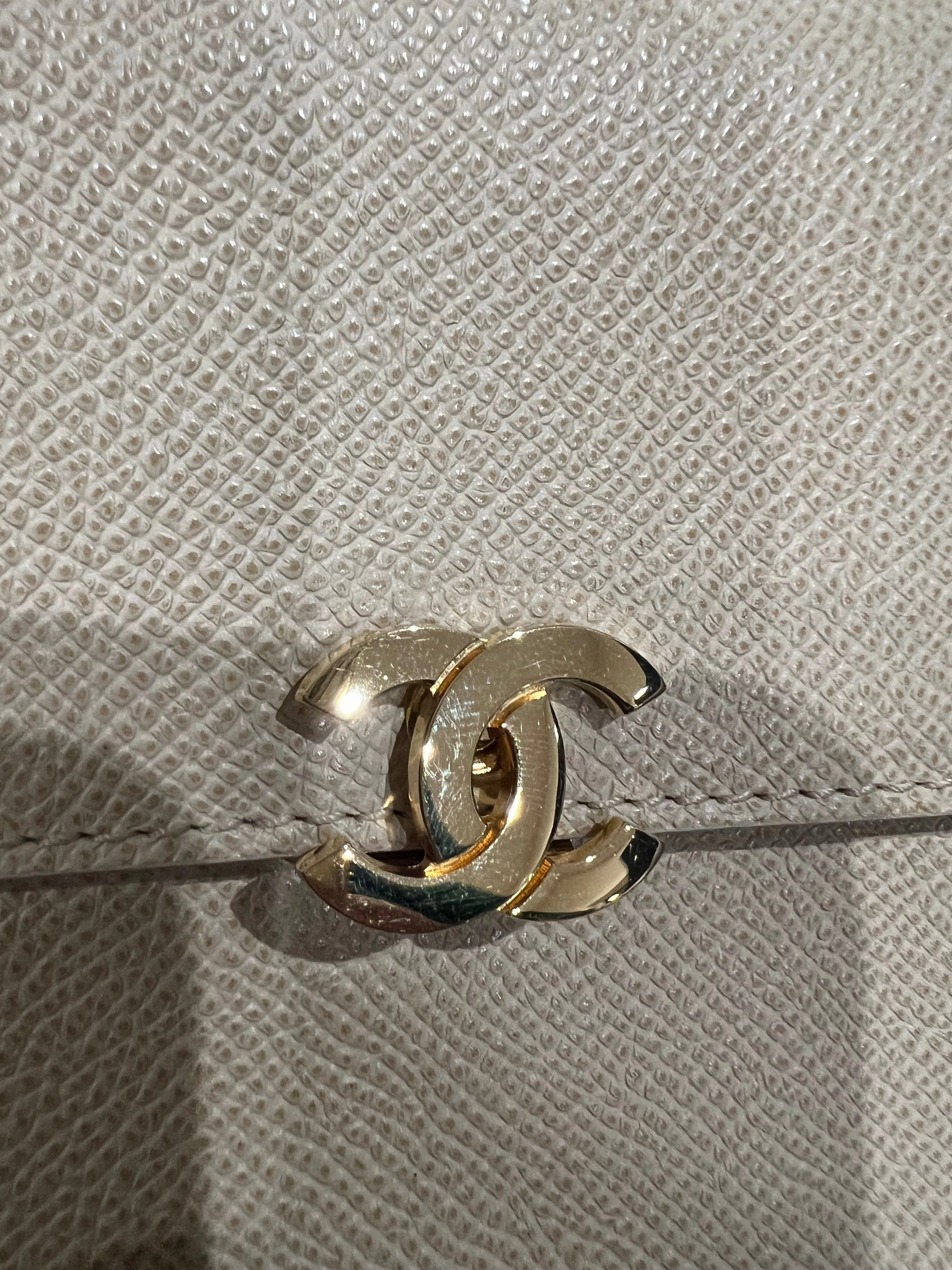 Chanel caviar beige clutch 24k gold hardware