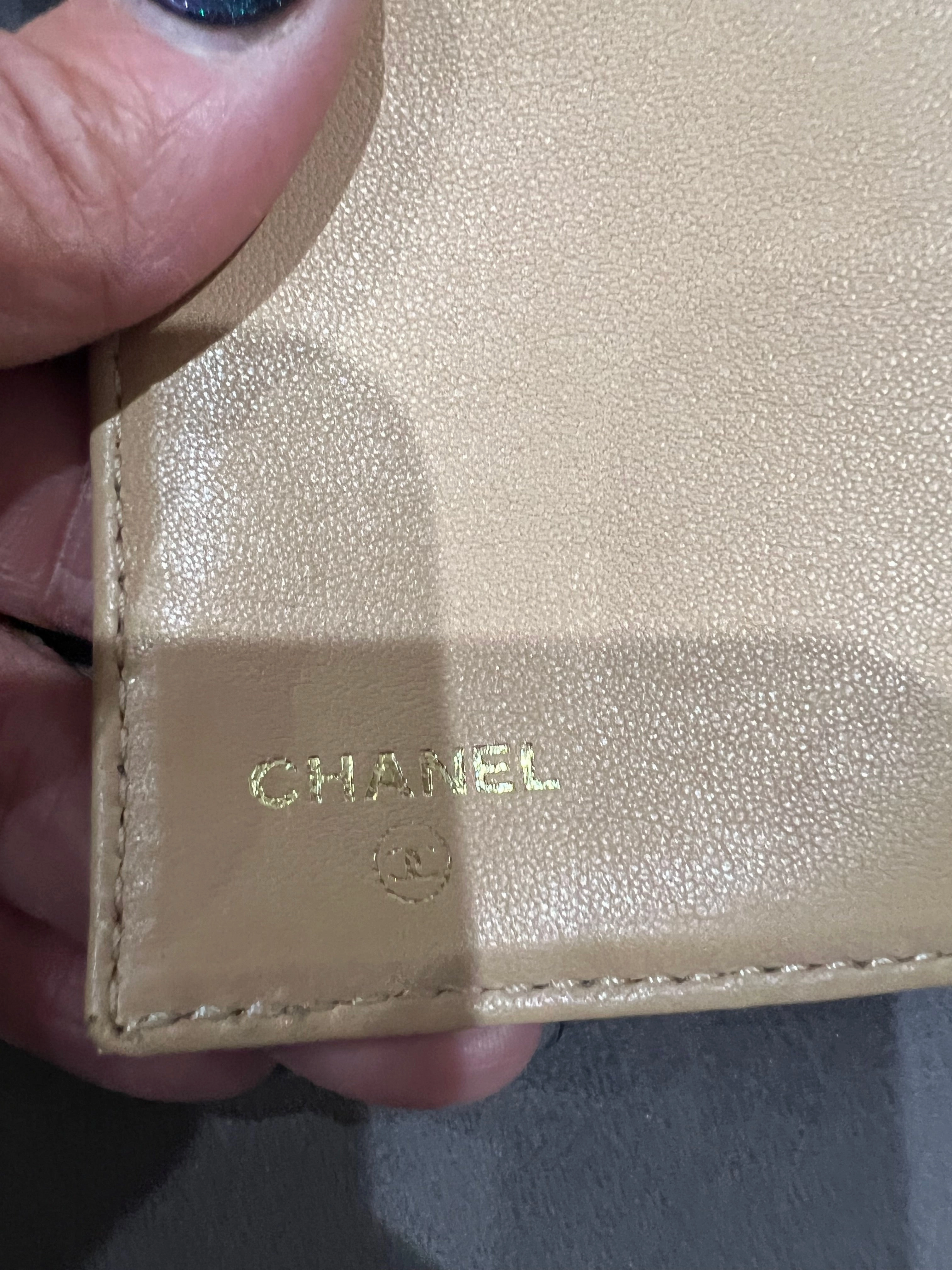 Chanel caviar beige clutch 24k gold hardware