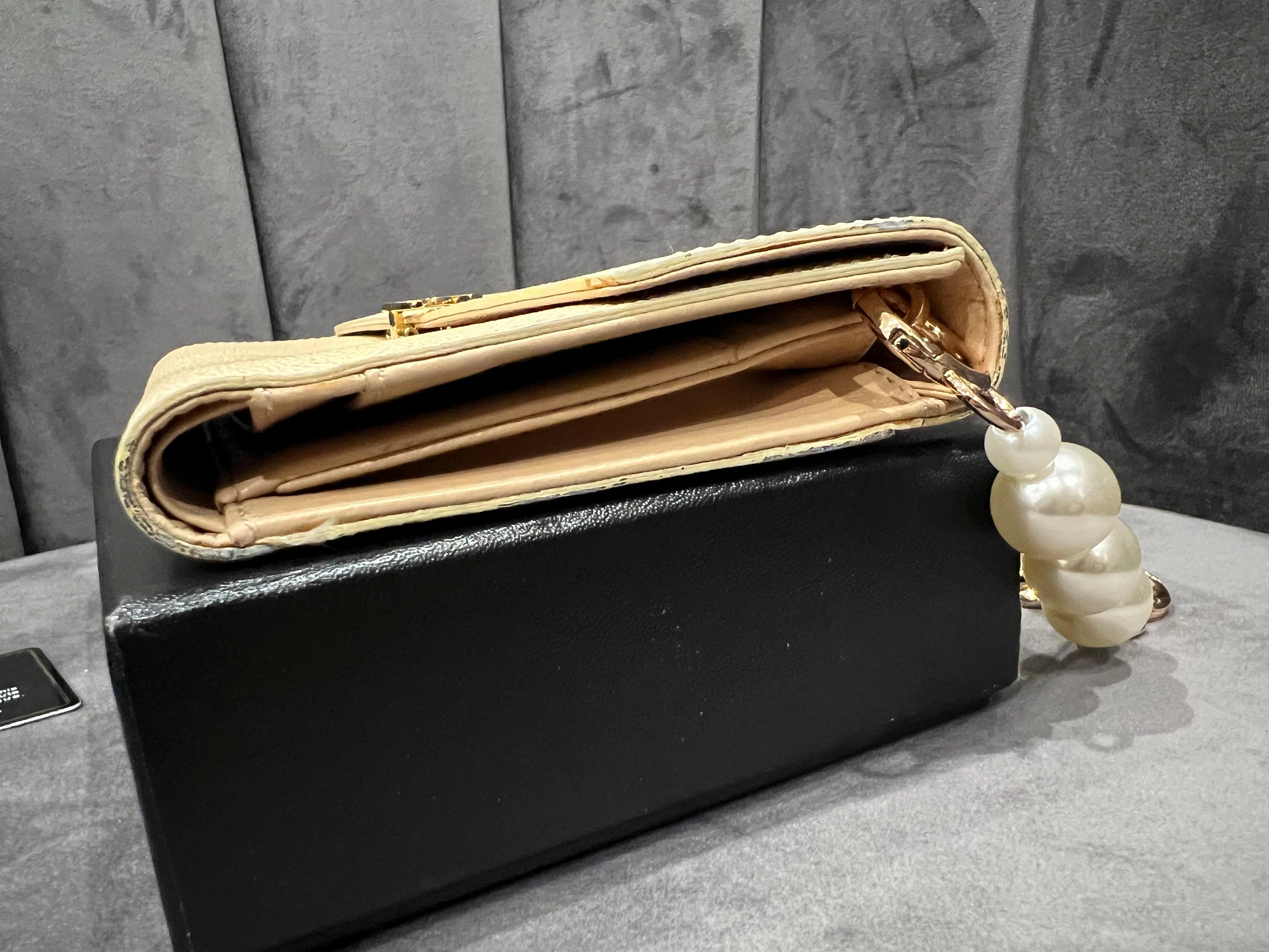 Chanel caviar beige clutch 24k gold hardware