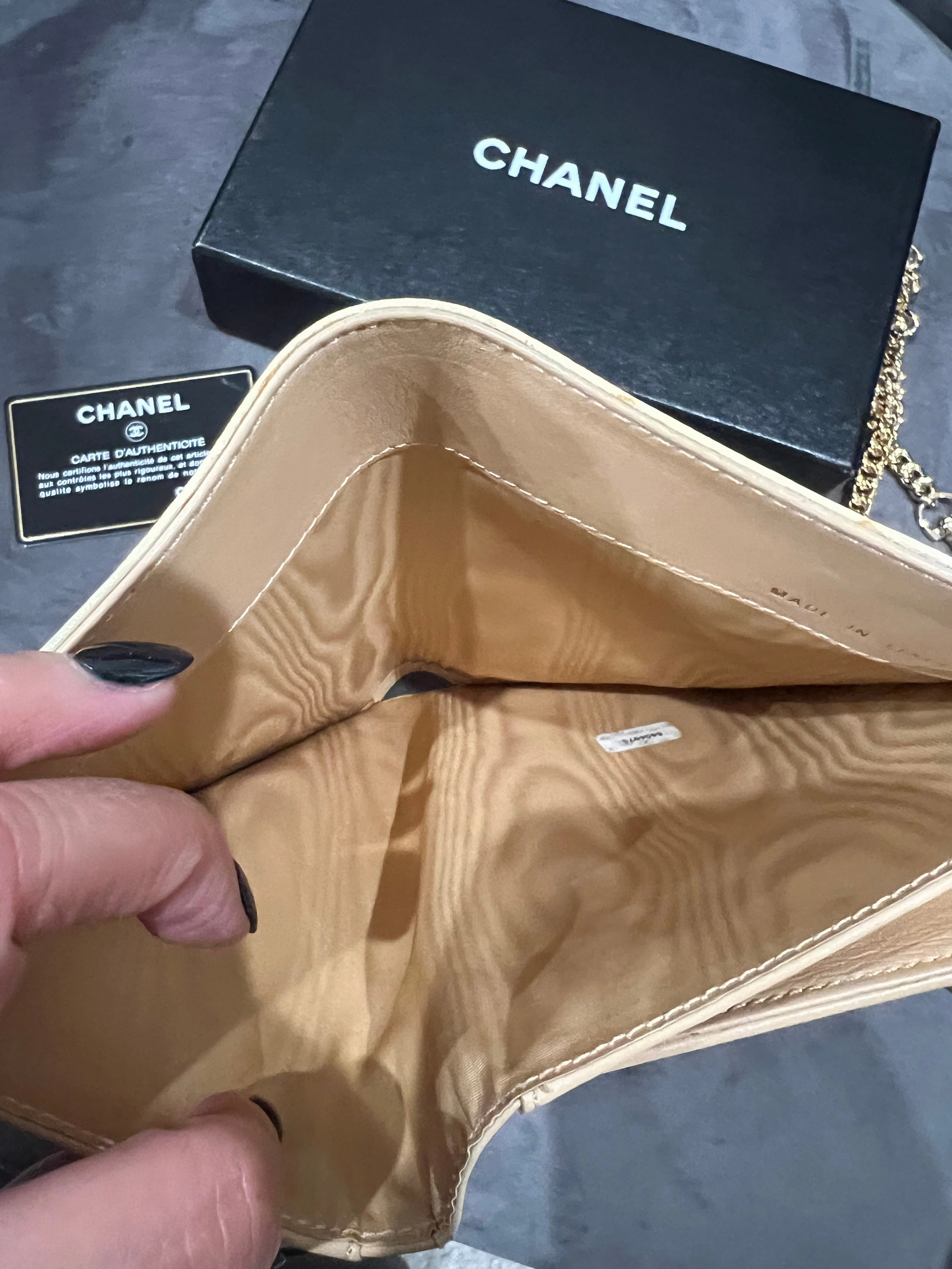 Chanel caviar beige clutch 24k gold hardware