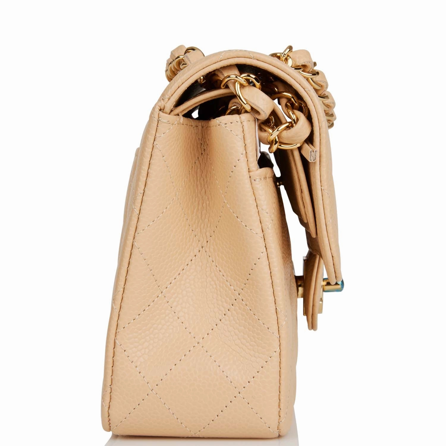 Chanel Small Classic Double Flap Bag Beige Caviar Gold Hardware