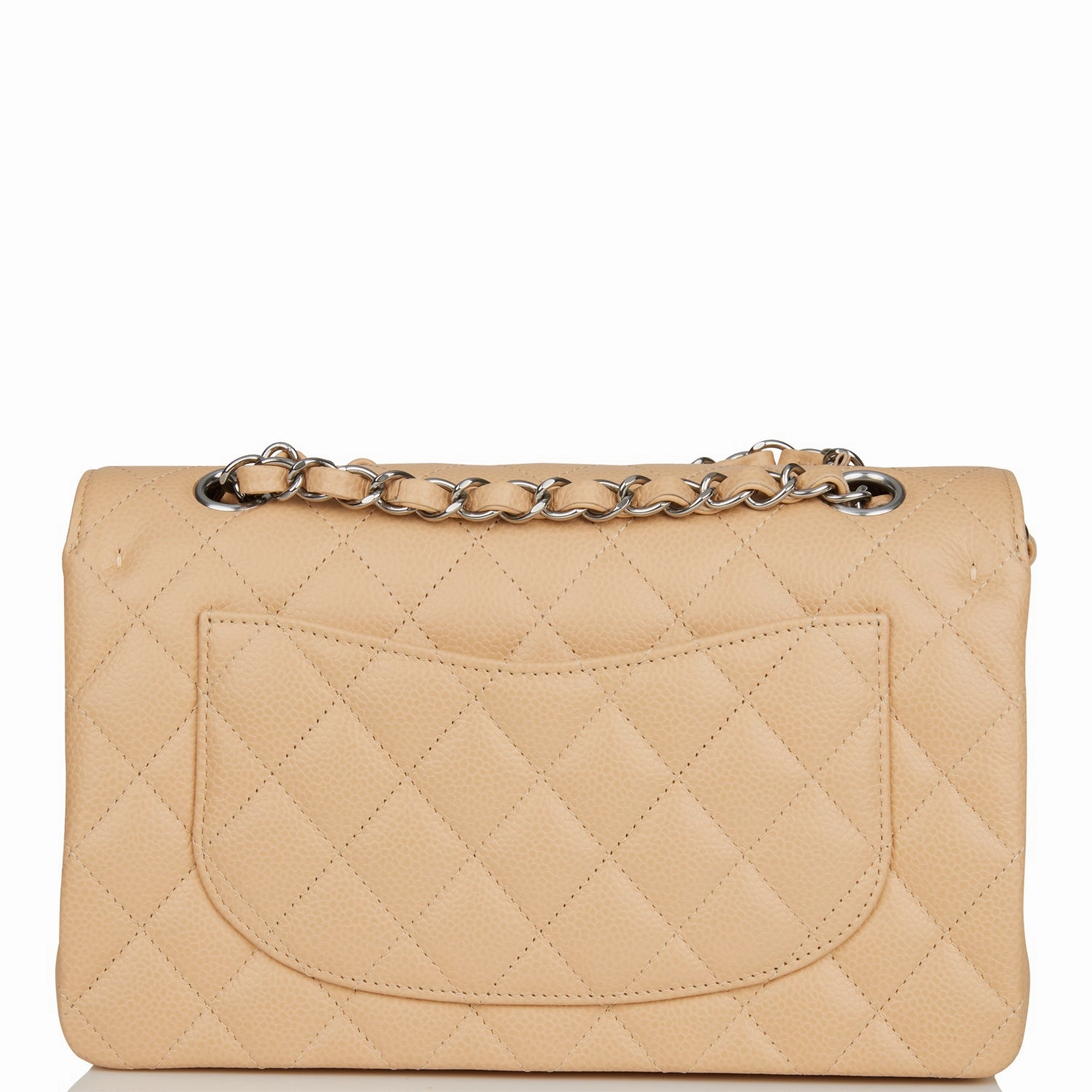 Chanel Small Classic Double Flap Bag Beige Caviar Silver Hardware