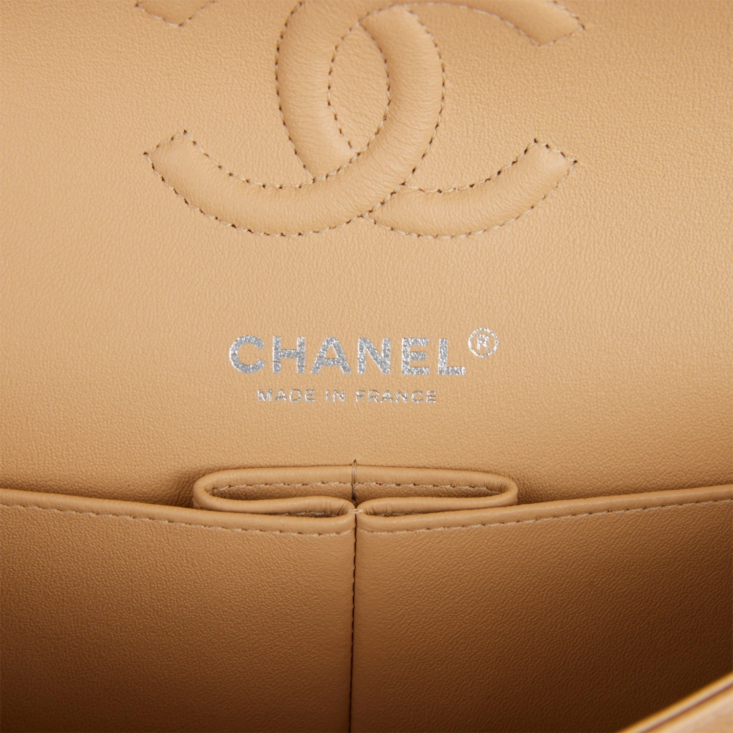 Chanel Small Classic Double Flap Bag Beige Caviar Silver Hardware