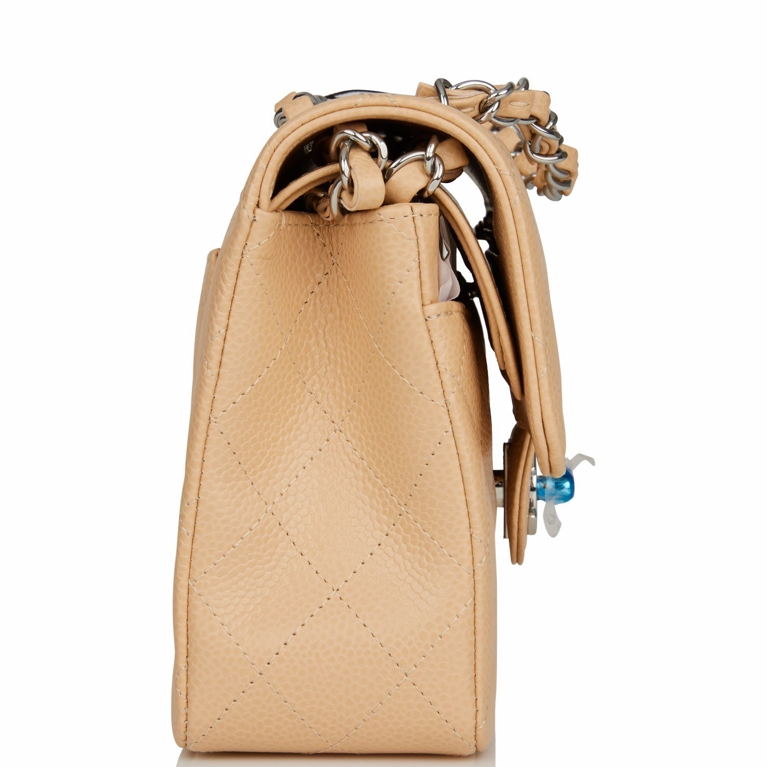 Chanel Small Classic Double Flap Bag Beige Caviar Silver Hardware