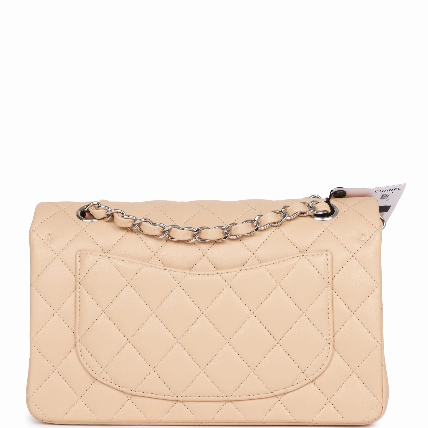 Chanel Small Classic Double Flap Beige Clair Lambskin Silver Hardware