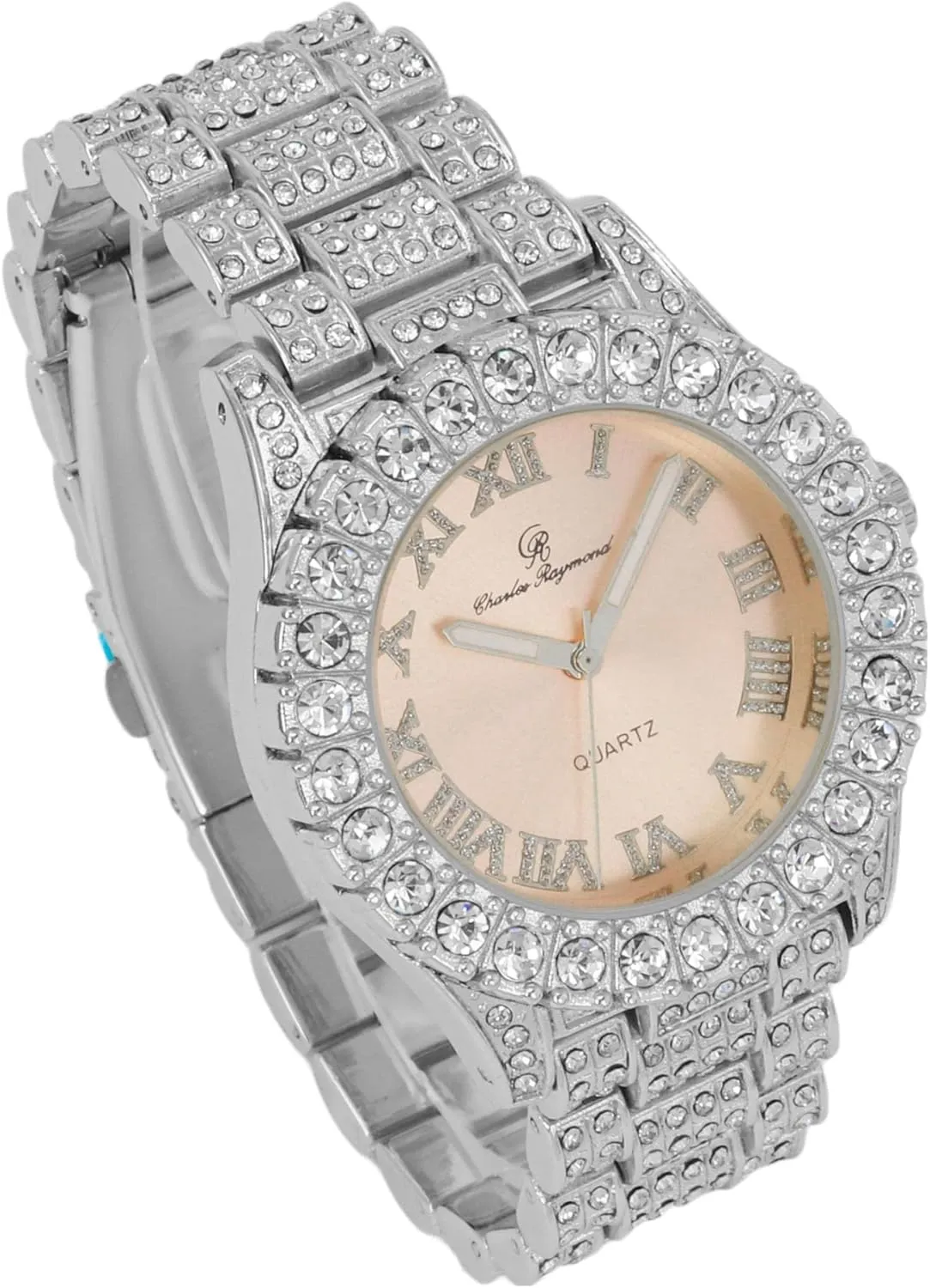 Charles Raymond Women's Baguette Cut Rainbow Iced Out Watch combs of you choices With Bling'ed Out Tennis Bracelet or Necklace with Matching Diamond Crystal Set - Rainbow - 23