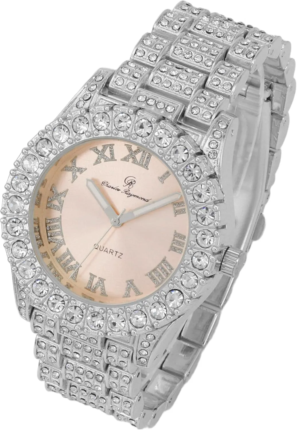 Charles Raymond Women's Baguette Cut Rainbow Iced Out Watch combs of you choices With Bling'ed Out Tennis Bracelet or Necklace with Matching Diamond Crystal Set - Rainbow - 23