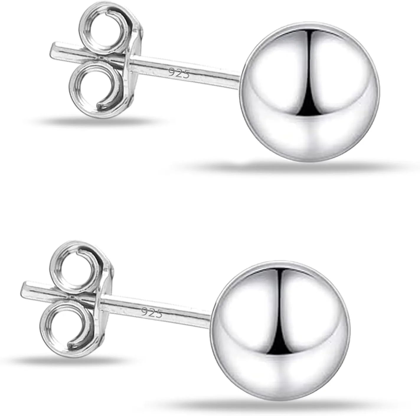Charmsy 925 Sterling Silver Ball Post Stud Earrings for Women | Round Hammered Lightweight Disco Classic Ball Stud Earring for Women Teen | Sizes 3mm-11mm