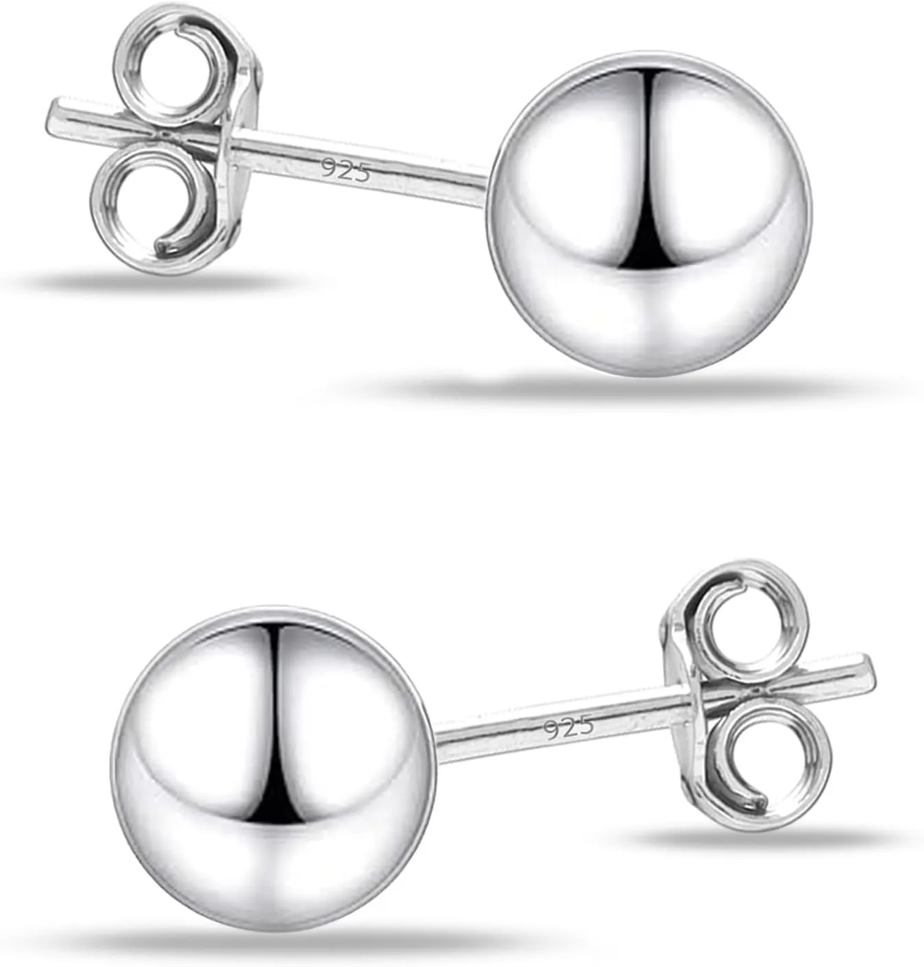 Charmsy 925 Sterling Silver Ball Post Stud Earrings for Women | Round Hammered Lightweight Disco Classic Ball Stud Earring for Women Teen | Sizes 3mm-11mm
