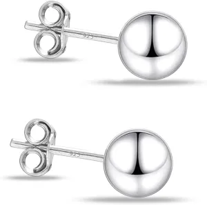 Charmsy 925 Sterling Silver Ball Post Stud Earrings for Women | Round Hammered Lightweight Disco Classic Ball Stud Earring for Women Teen | Sizes 3mm-11mm