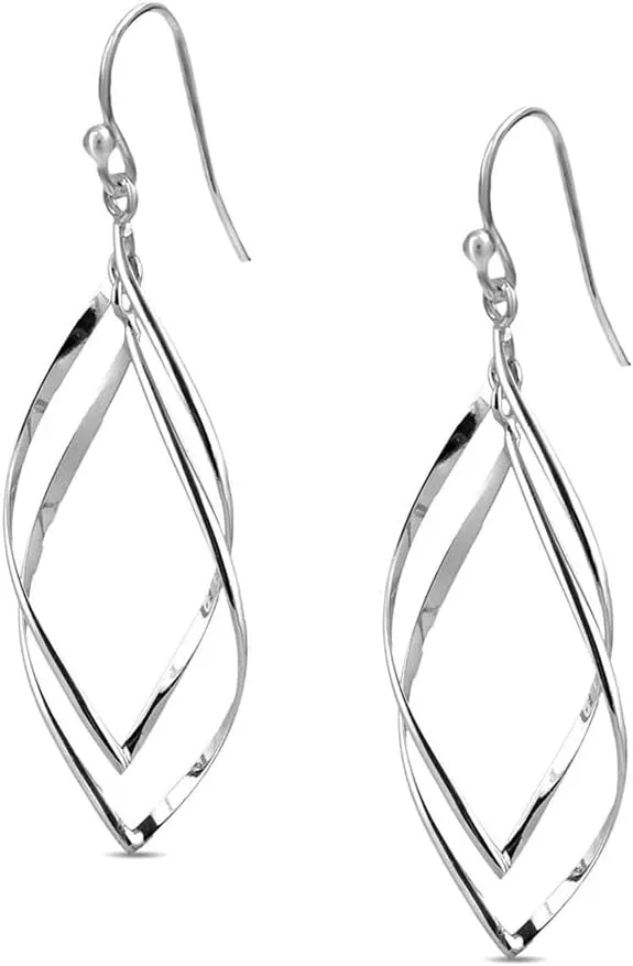 Charmsy 925 Sterling Silver Double Twisted Infinity Dangle Earrings for Women | Linear Marquise Loops Classic Infinity Drop Dangle Earrings