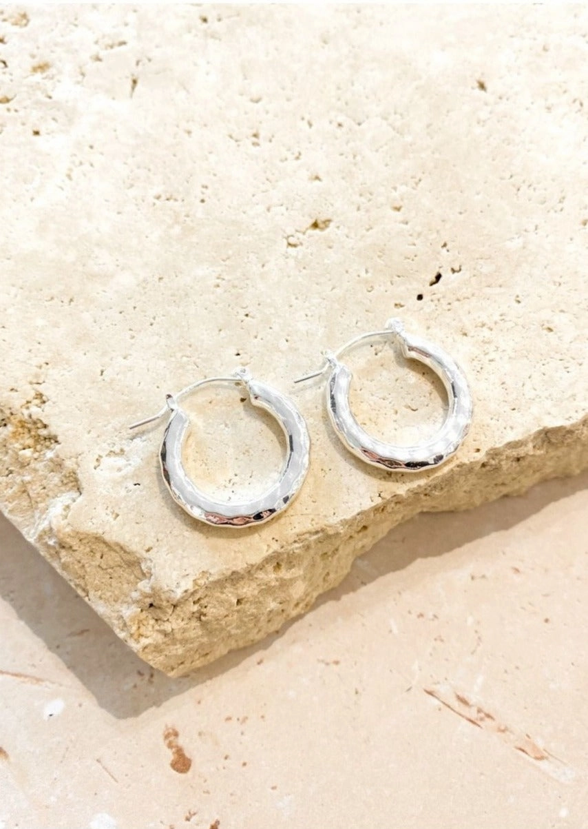 Chloe Hammered Silver Plated Hoop