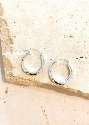 Chloe Hammered Silver Plated Hoop